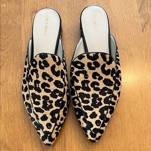 Leopard Print Real Fur Cole Haan Mules